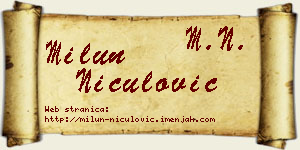 Milun Niculović vizit kartica